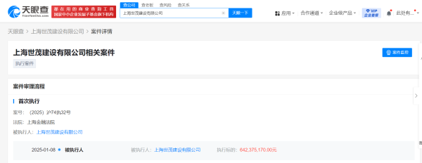 股票配资公司 上海世茂建设被强制执行6.4亿