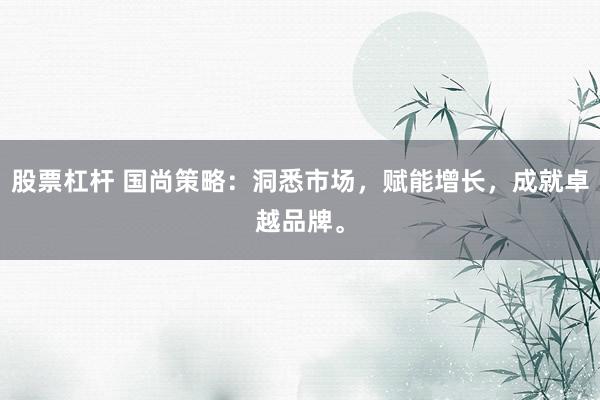 股票杠杆 国尚策略：洞悉市场，赋能增长，成就卓越品牌。