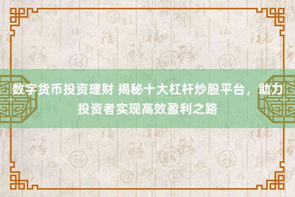 数字货币投资理财 揭秘十大杠杆炒股平台，助力投资者实现高效盈利之路