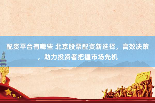 配资平台有哪些 北京股票配资新选择，高效决策，助力投资者把握市场先机
