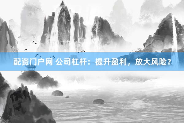 配资门户网 公司杠杆：提升盈利，放大风险？