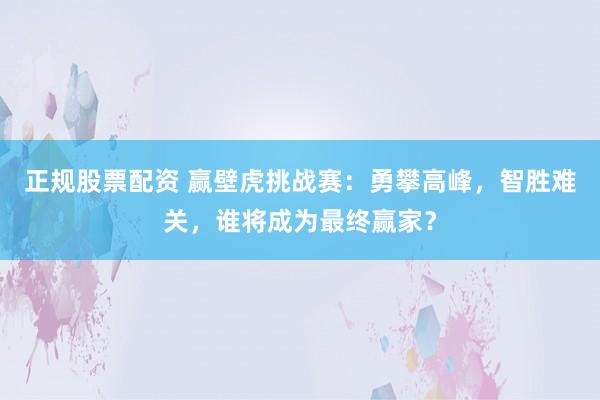 正规股票配资 赢壁虎挑战赛：勇攀高峰，智胜难关，谁将成为最终赢家？