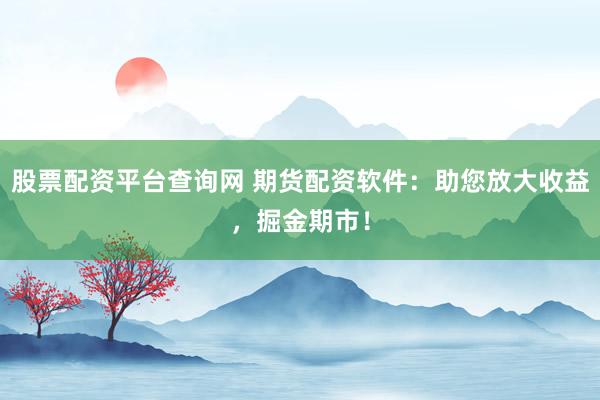 股票配资平台查询网 期货配资软件：助您放大收益，掘金期市！