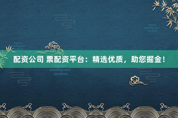 配资公司 票配资平台：精选优质，助您掘金！