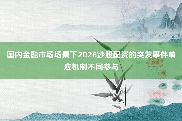 国内金融市场场景下2026炒股配资的突发事件响应机制不同参与