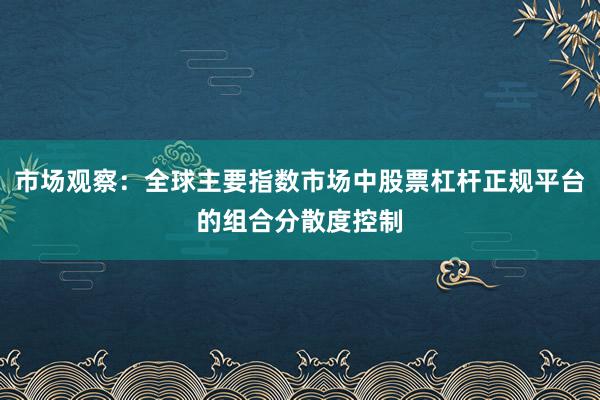 市场观察：全球主要指数市场中股票杠杆正规平台的组合分散度控制