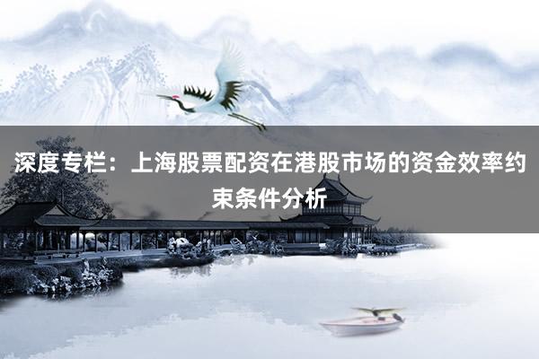 深度专栏：上海股票配资在港股市场的资金效率约束条件分析