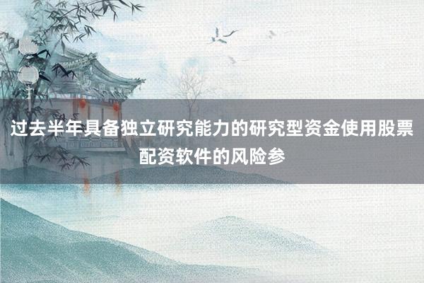 过去半年具备独立研究能力的研究型资金使用股票配资软件的风险参