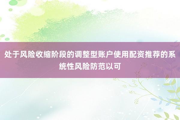 处于风险收缩阶段的调整型账户使用配资推荐的系统性风险防范以可