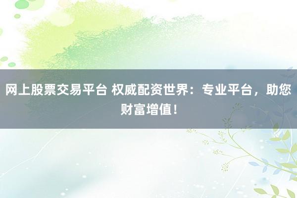 网上股票交易平台 权威配资世界:专业平台,助您财富增值!