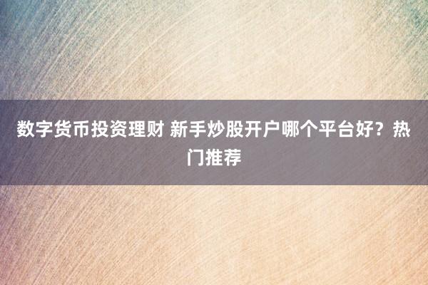 数字货币投资理财 新手炒股开户哪个平台好？热门推荐