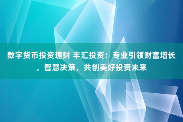 数字货币投资理财 丰汇投资：专业引领财富增长，智慧决策，共创美好投资未来