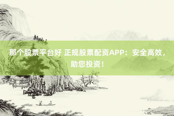 那个股票平台好 正规股票配资APP：安全高效，助您投资！