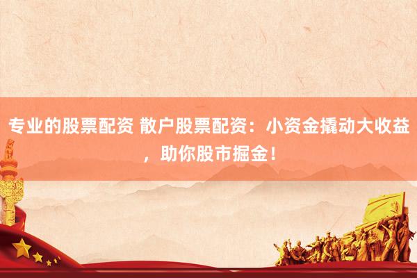 专业的股票配资 散户股票配资：小资金撬动大收益，助你股市掘金！